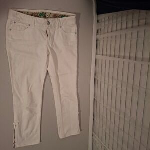 Wicked West Jeans White Silver Embroidered Sparkle‎ Glitter Size 6 Zipper